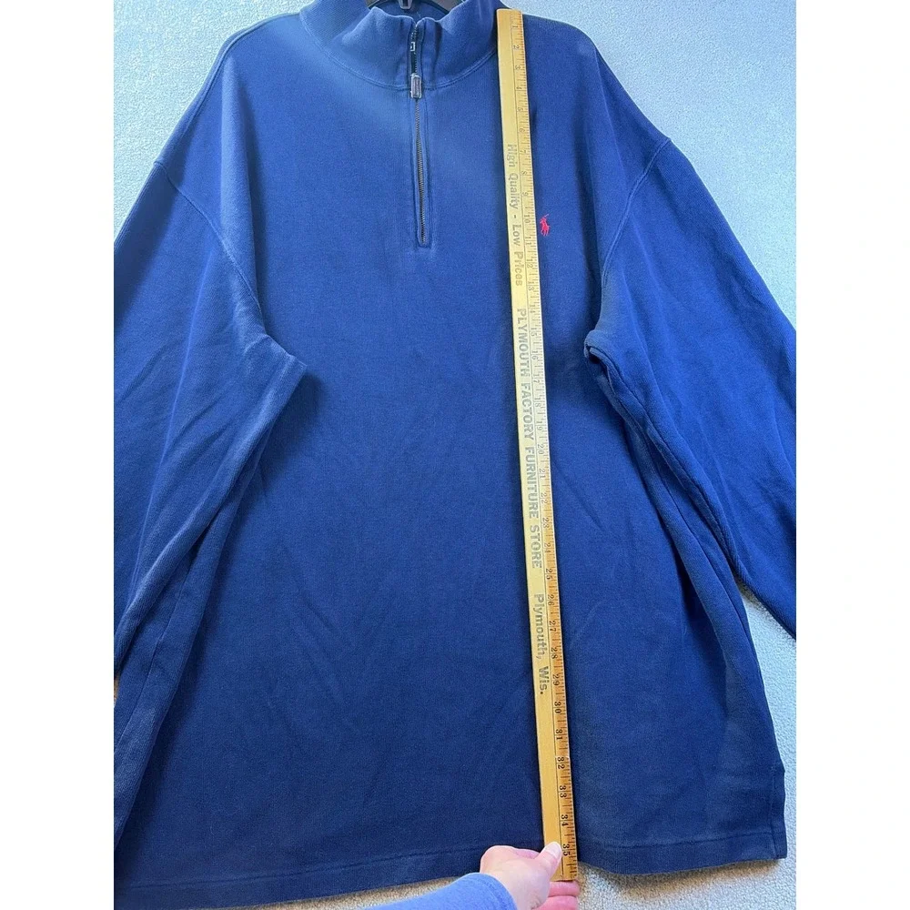 Polo‎ Ralph Lauren 1/4 Zip Pullover Mens 2XLT Navy Blue Estate Rib Knit Sweater